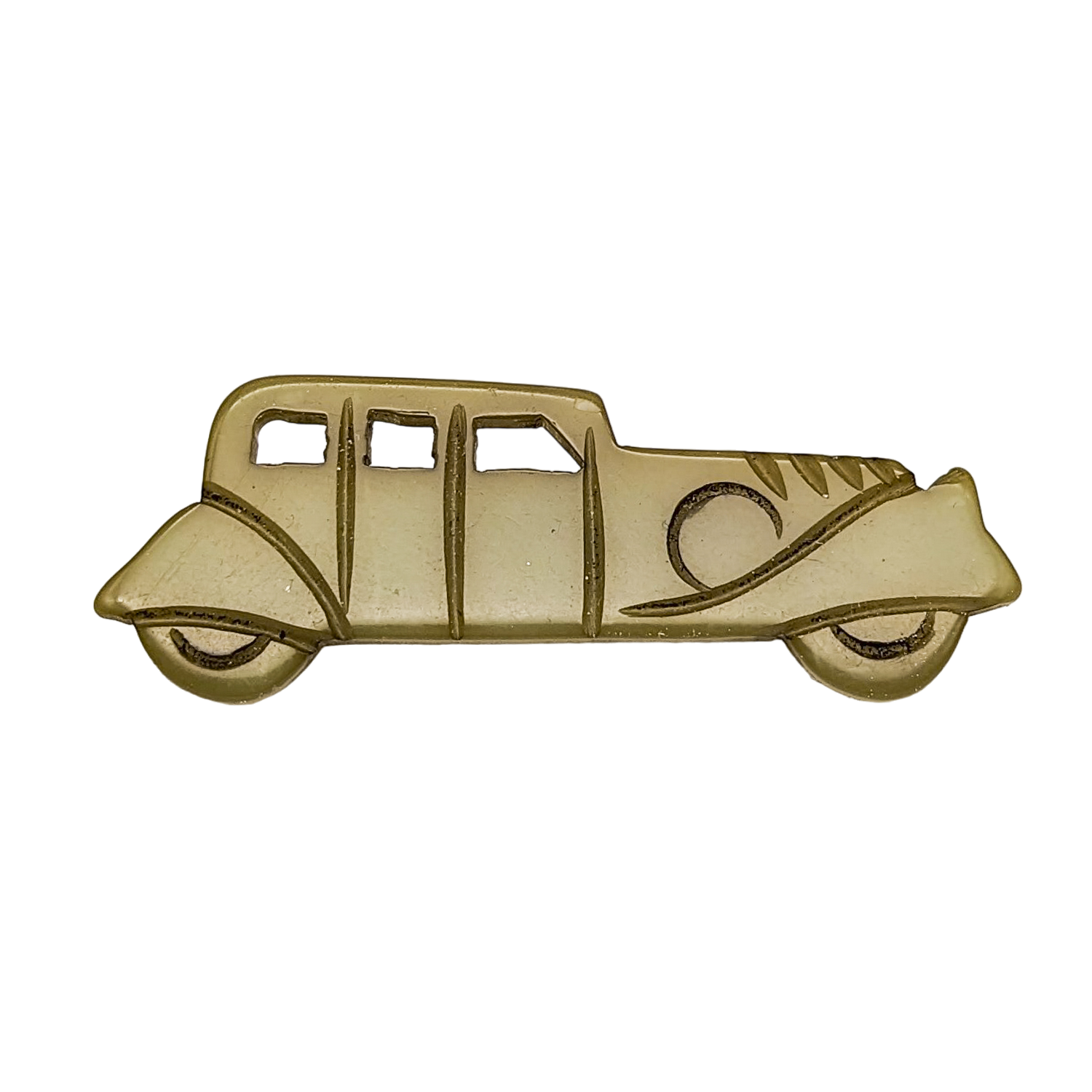 Vintage Bakelite Carved Car Brooch