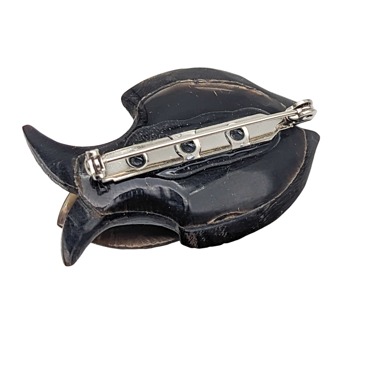 Vintage Carved Horn Secret Stash Brooch