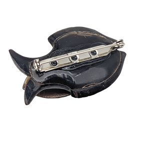 Vintage Carved Horn Secret Stash Brooch