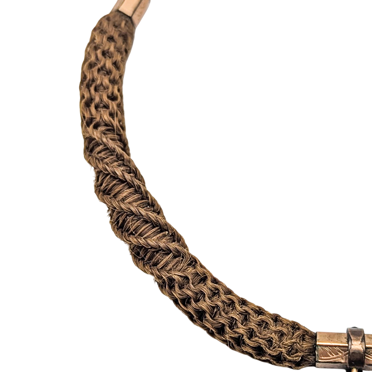 Antique Edwardian Rolled Gold Woven Human Hair Mourning Wrist Watch Band Antique 12k Gold Mourning Bracelet – Woven Hair & Gentleman  main image 2