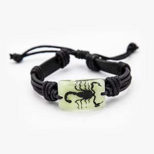 Real Scorpion Resin & Leather Bracelet
