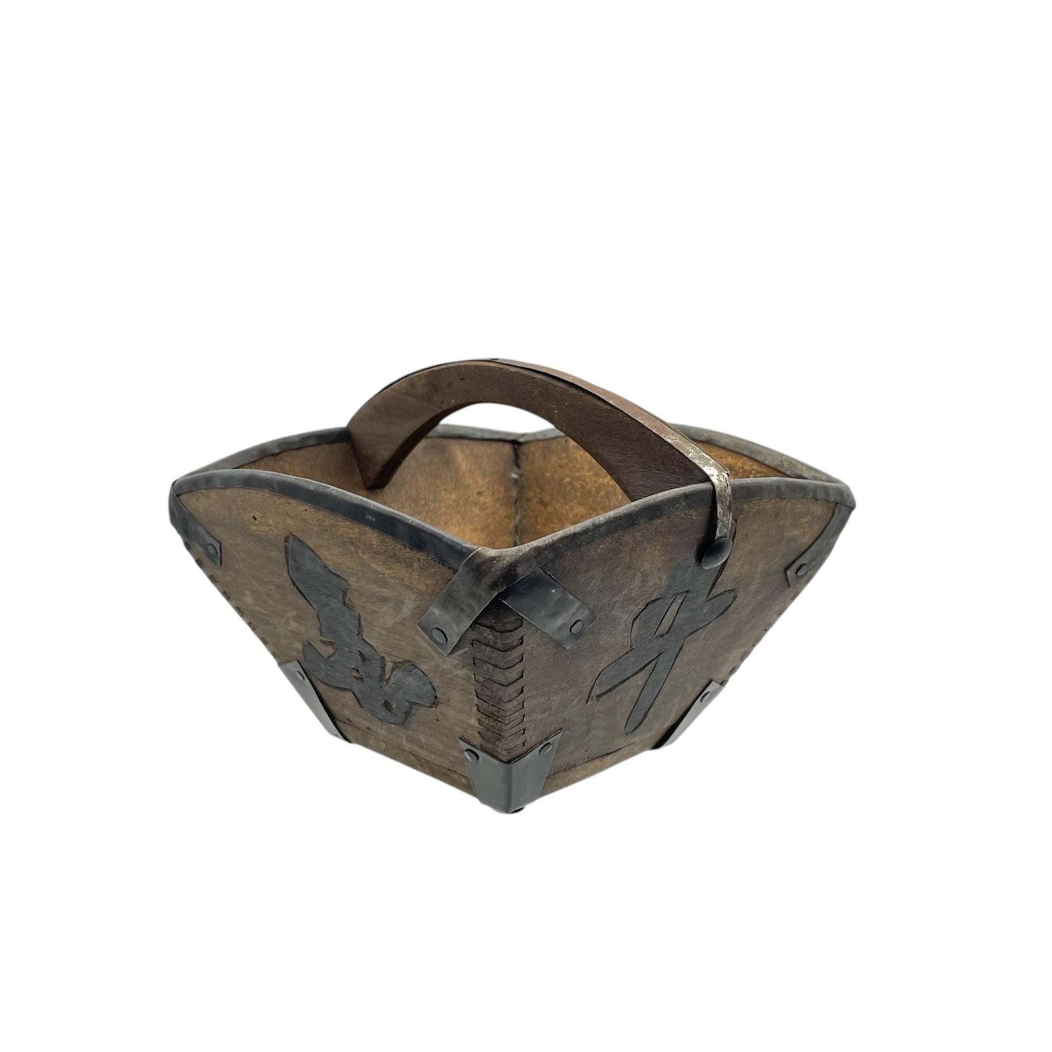 Antique Chinese Wood Rice Basket