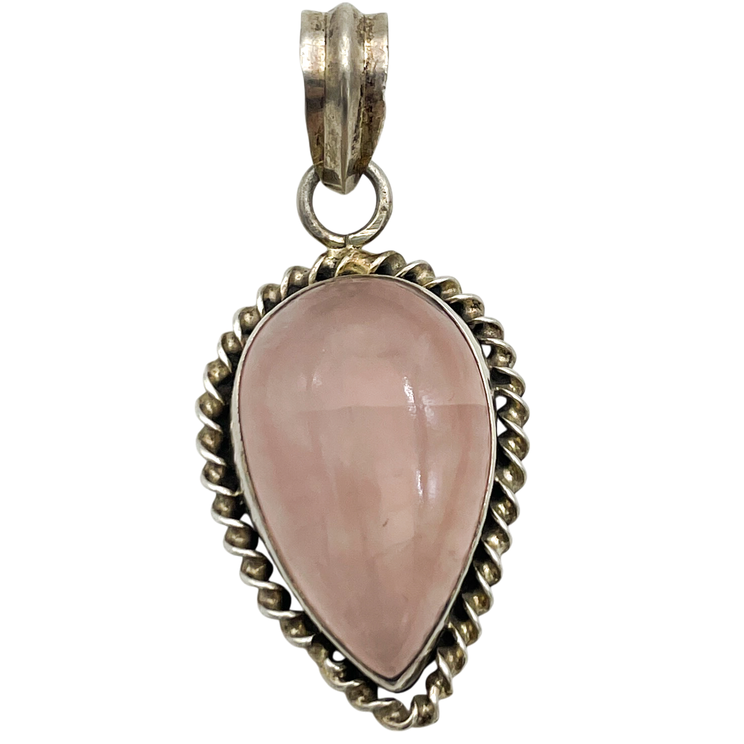 Sterling Silver Rose Quartz Pendant 13.7g