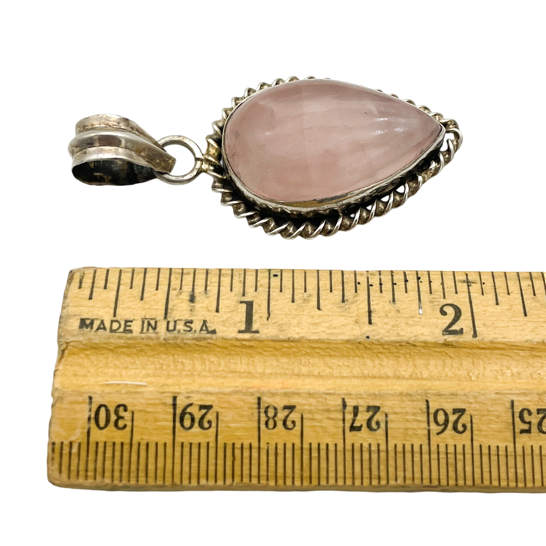 Sterling Silver Rose Quartz Pendant 13.7g