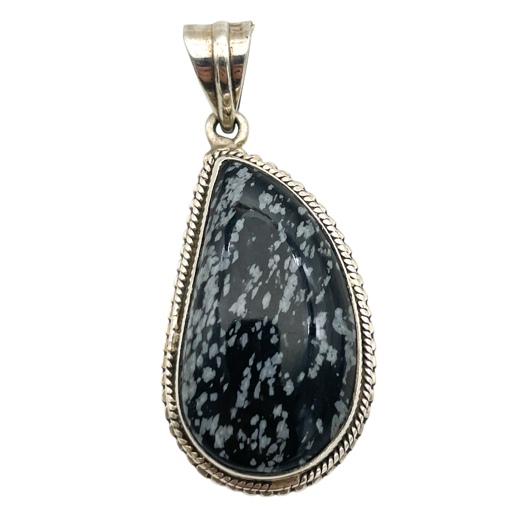 Sterling Silver Snowflake Obsidian Pendant 16.5g