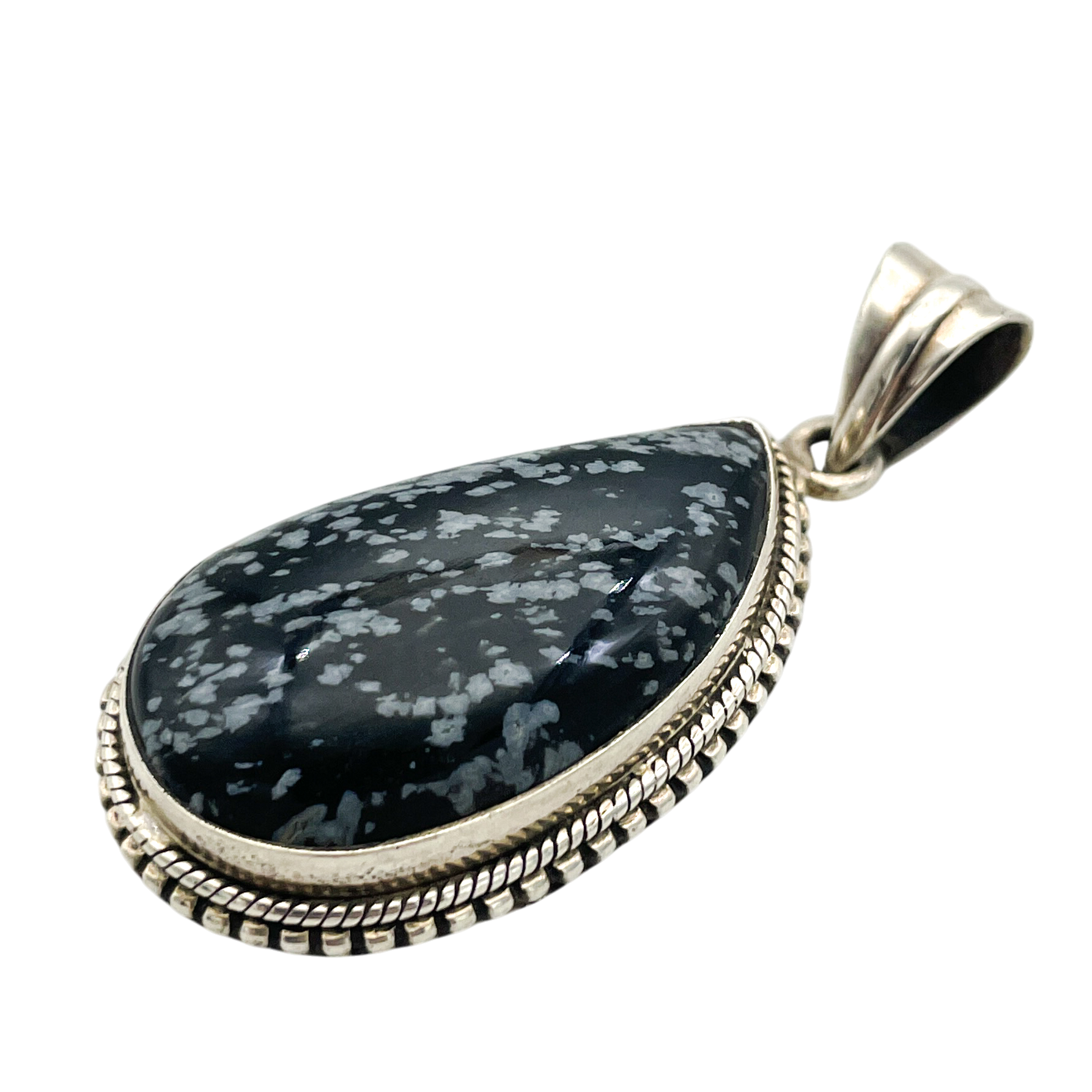 Sterling Silver Snowflake Obsidian Pendant 16.5g