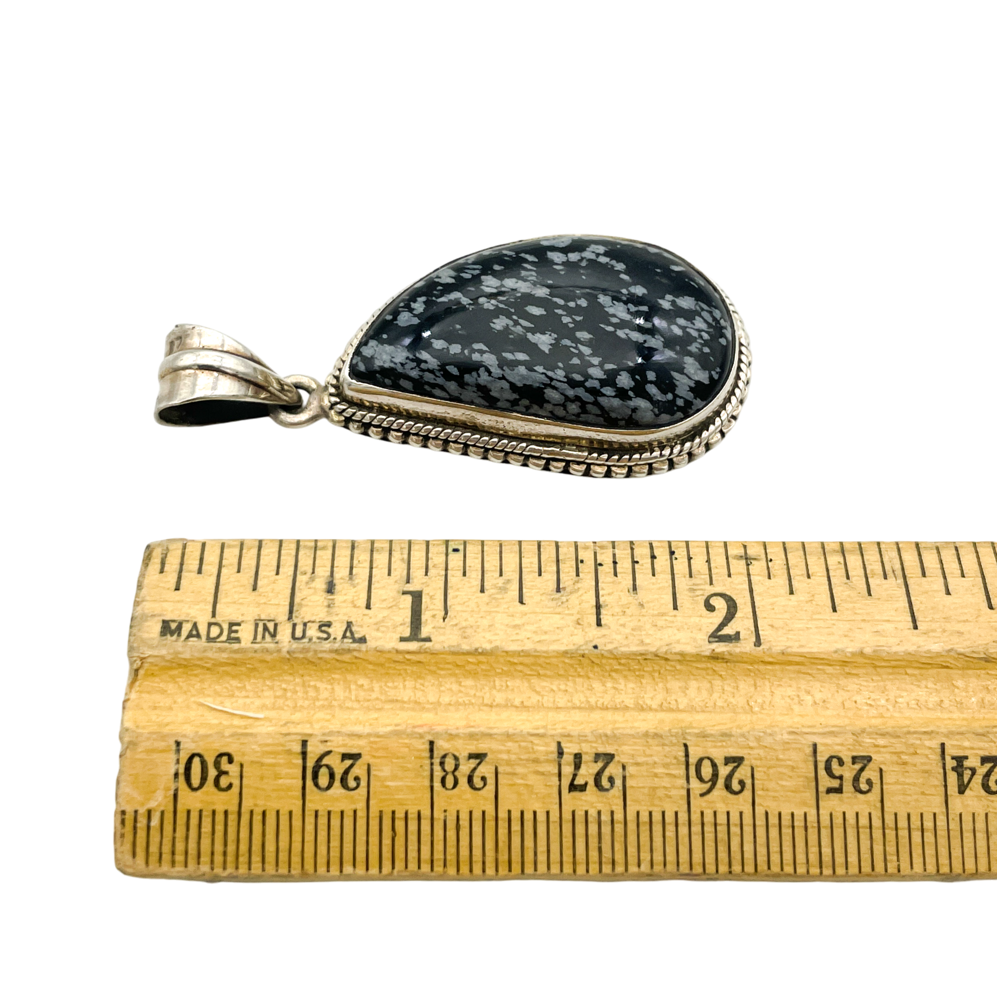 Sterling Silver Snowflake Obsidian Pendant 16.5g