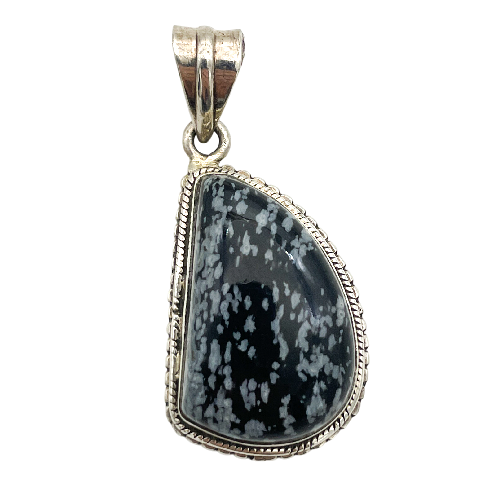 Sterling Silver Snowflake Obsidian Pendant 14.3g