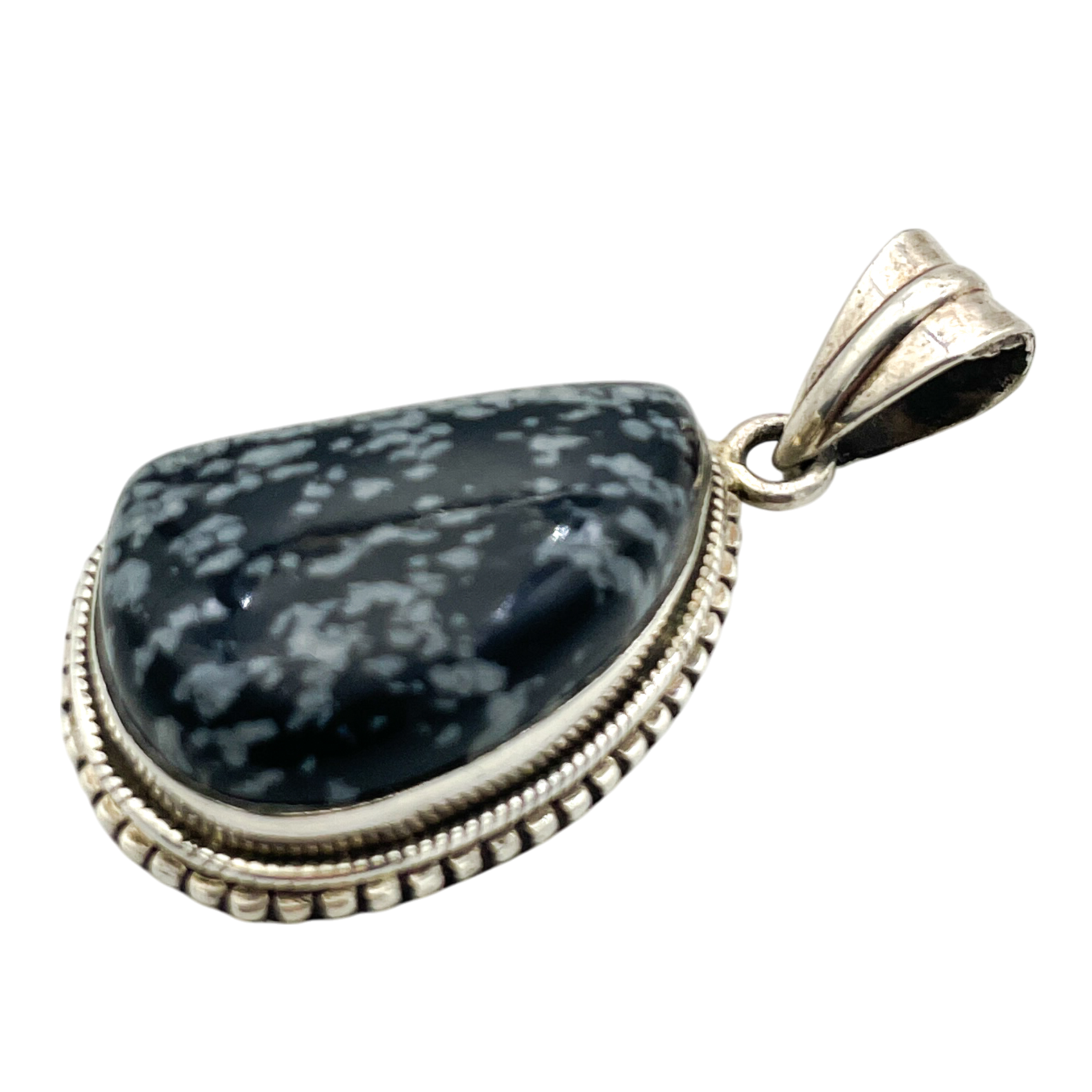 Sterling Silver Snowflake Obsidian Pendant 14.3g