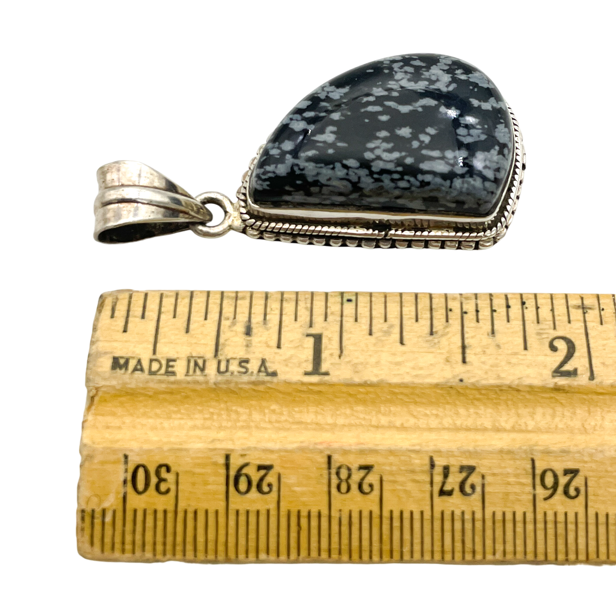 Sterling Silver Snowflake Obsidian Pendant 14.3g