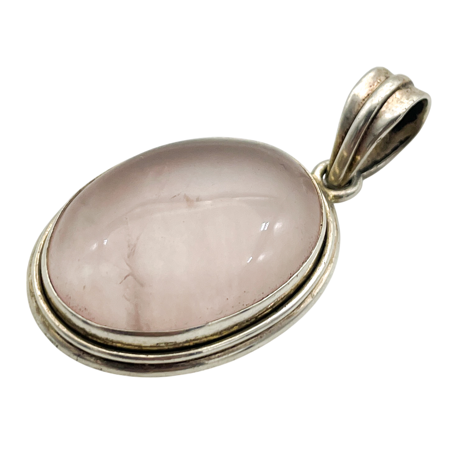 Sterling Silver Rose Quartz Pendant 16.2g