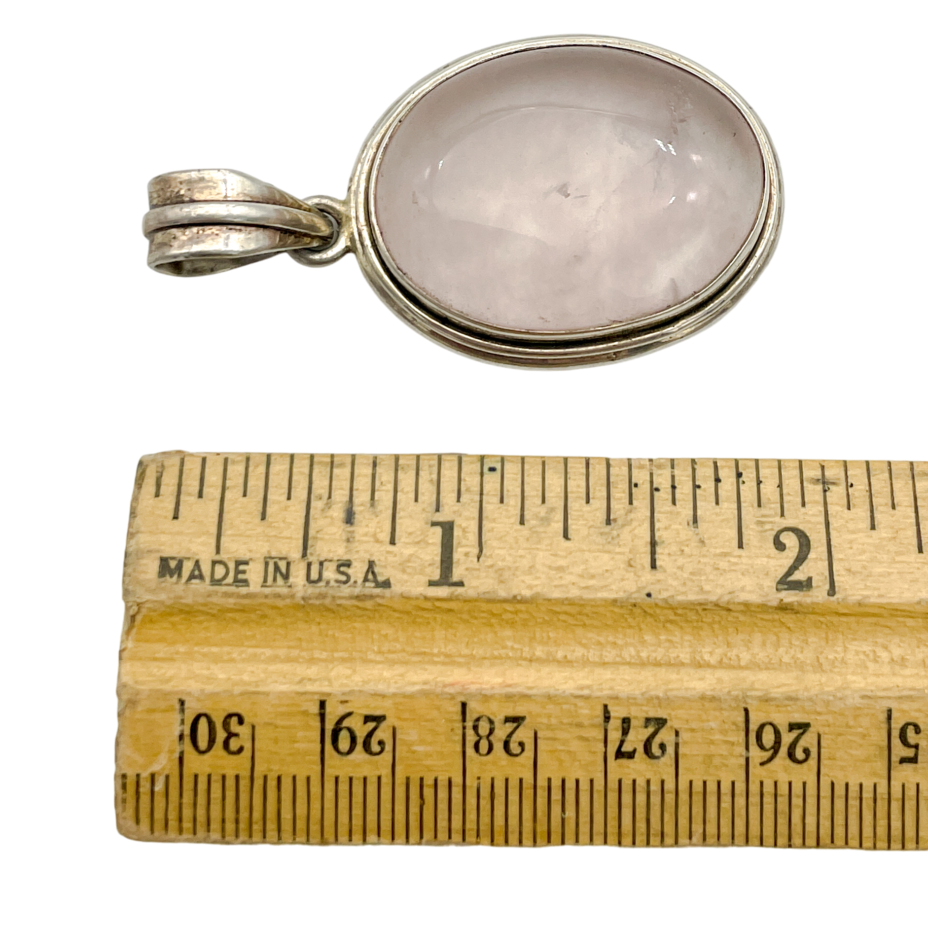 Sterling Silver Rose Quartz Pendant 16.2g