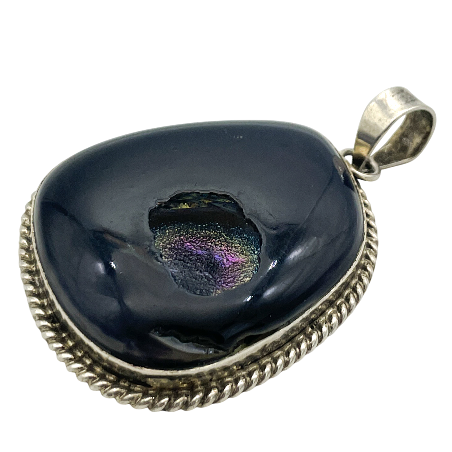 Sterling Silver Rainbow Agate Pendant