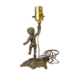 Art Nouveau Brass Cherub Desk Lamp