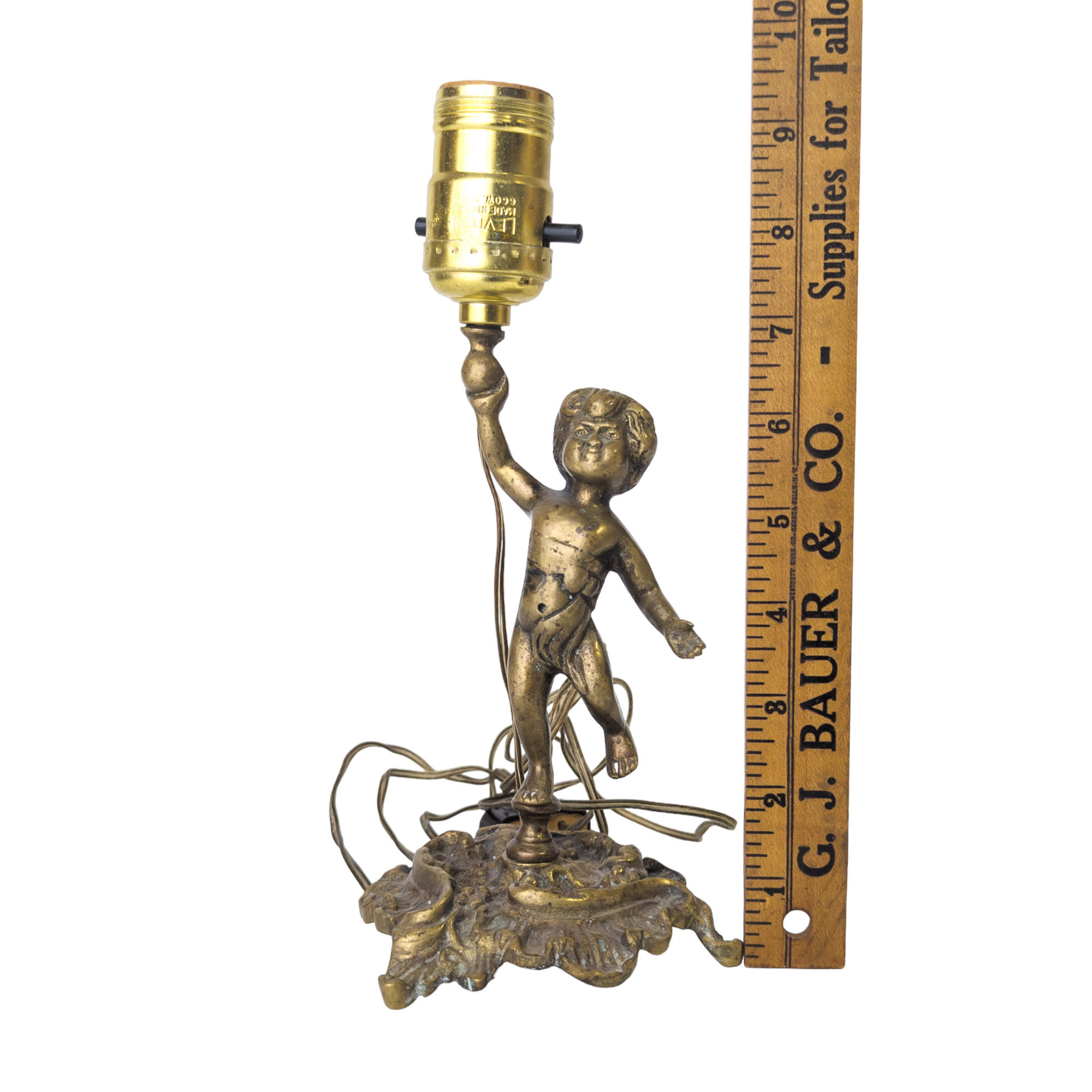 Art Nouveau Brass Cherub Desk Lamp