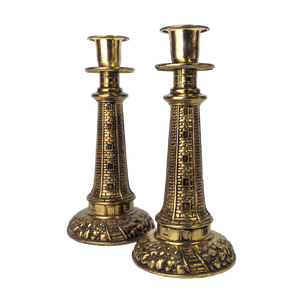 Vintage Cast Brass Lighthouse Candle Holders