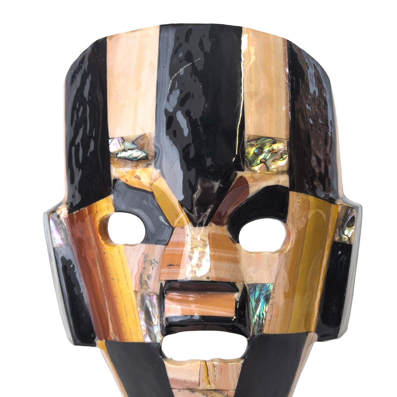 Folk Art Semiprecious Stone & Onyx Display Mask