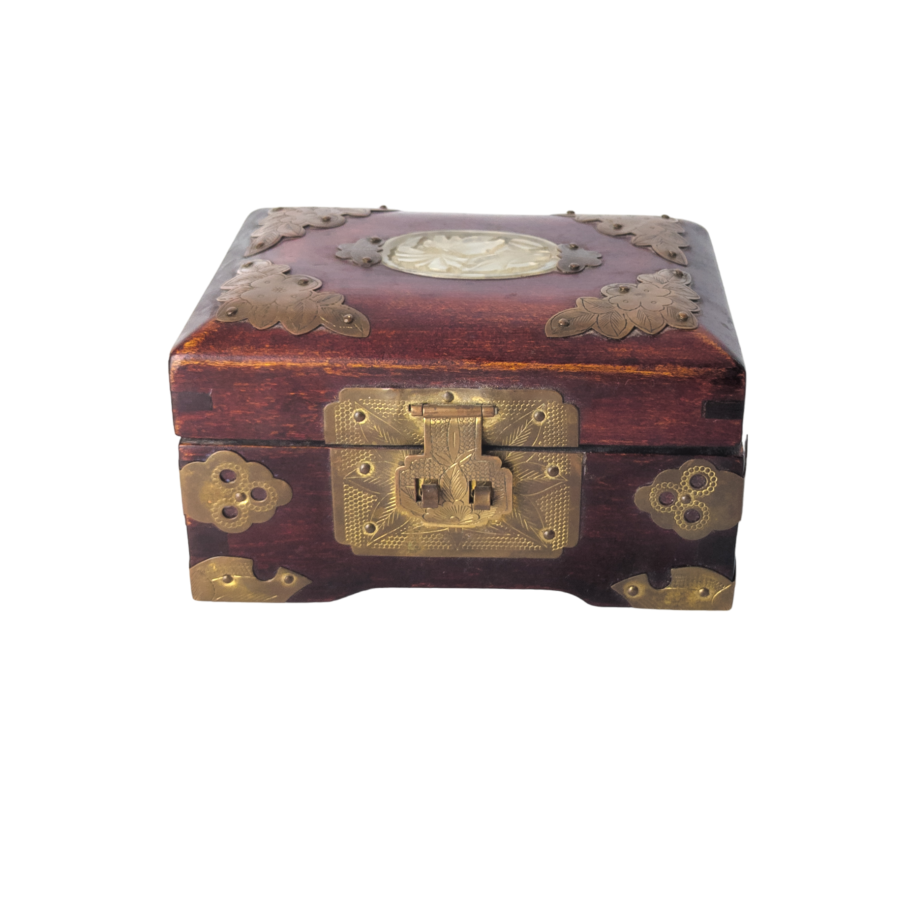 Vintage Chinese Jade Inlaid Jewelry Box