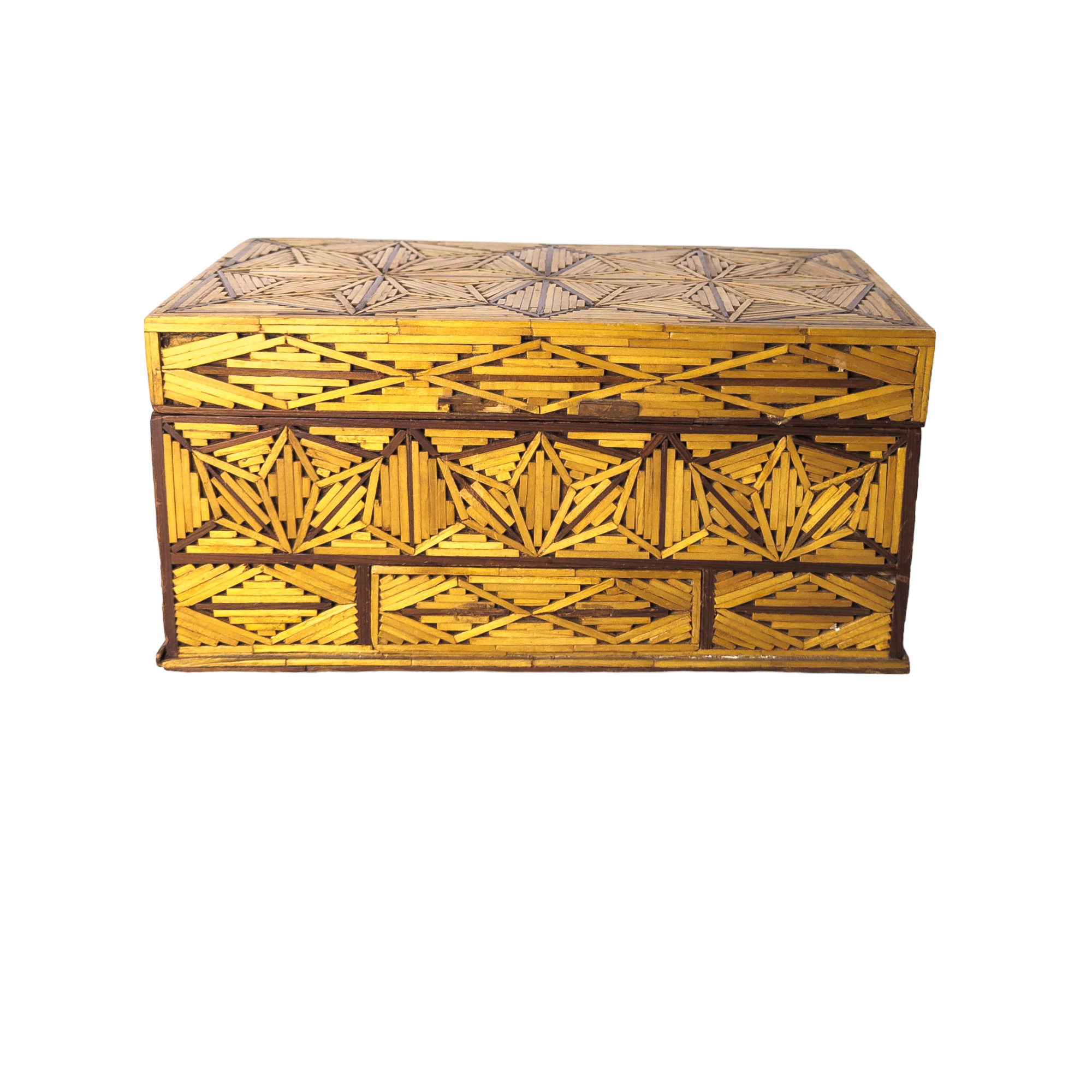 Vintage Handmade Prison Art Matchstick Jewelry Box