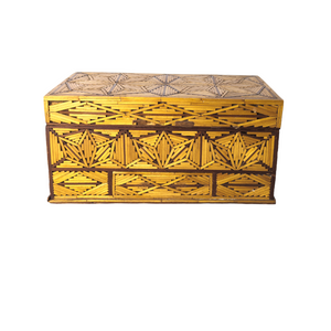 Vintage Handmade Prison Art Matchstick Jewelry Box