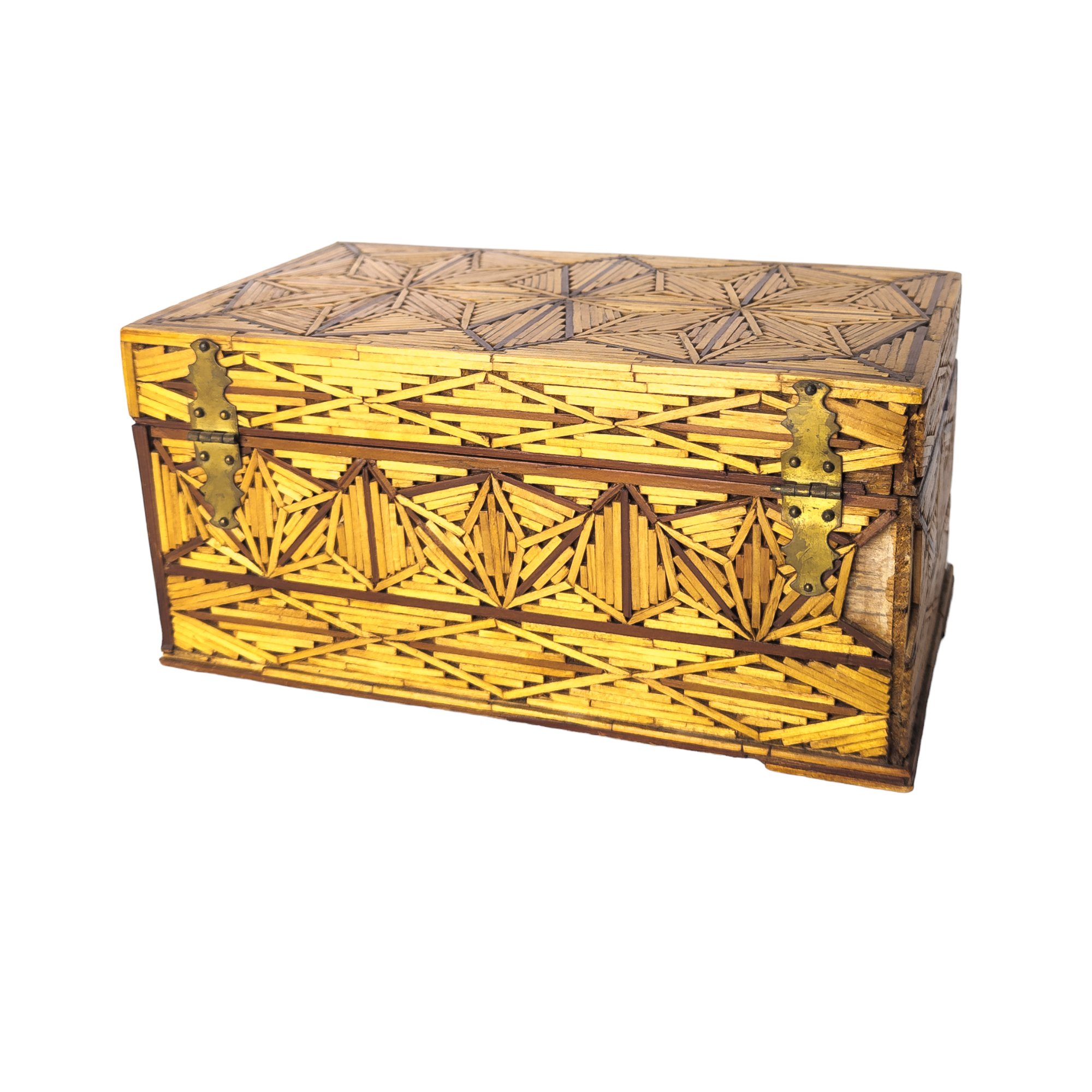 Vintage Handmade Prison Art Matchstick Jewelry Box