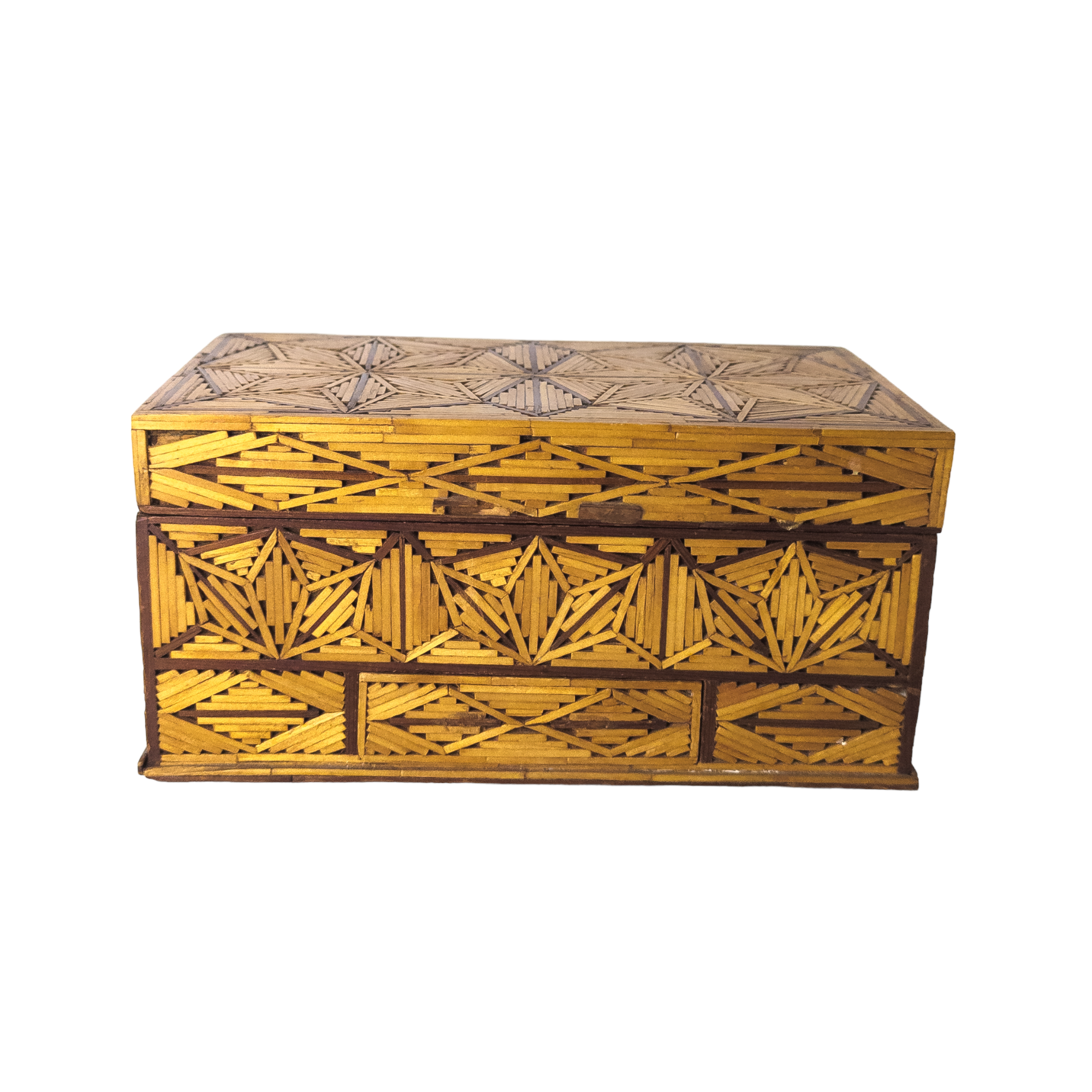 Vintage Handmade Prison Art Matchstick Jewelry Box