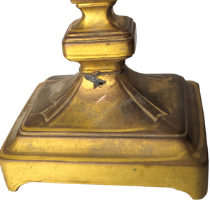 Antique Victorian Gilded Cast Metal Altar Crucifix