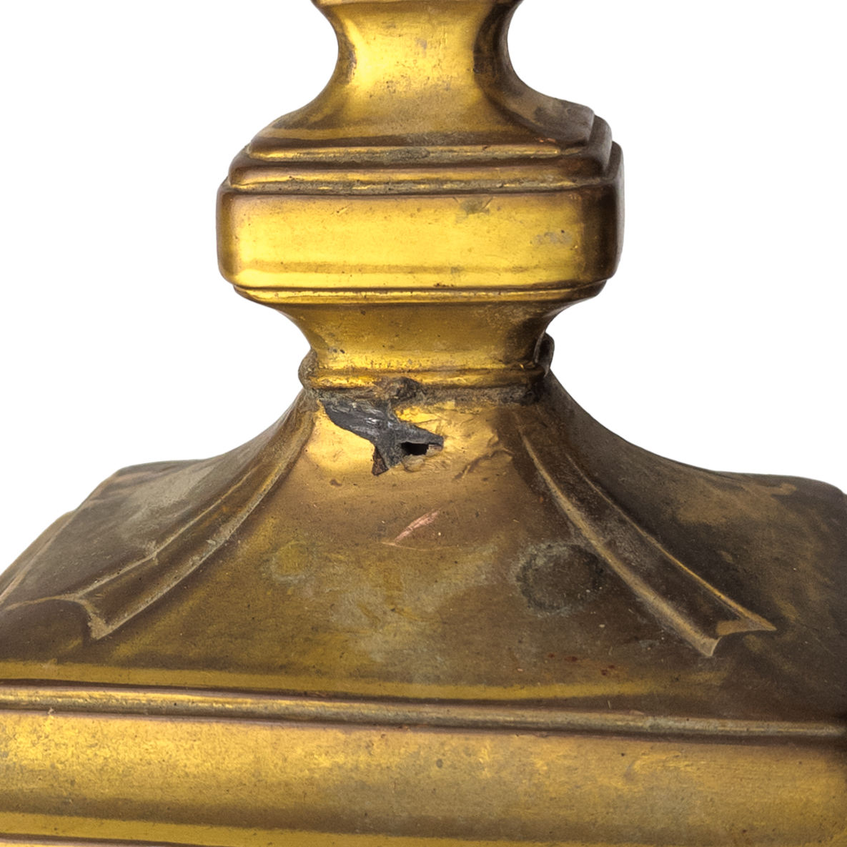 Antique Victorian Gilded Cast Metal Altar Crucifix