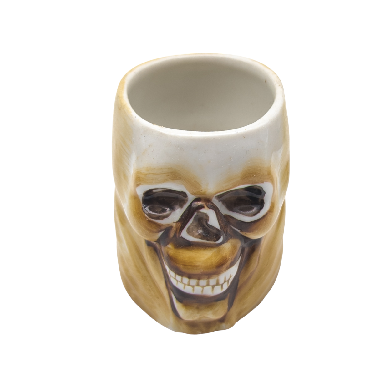 Rare 1940s Porcelain Memento Mori Sake Shot Glass Set