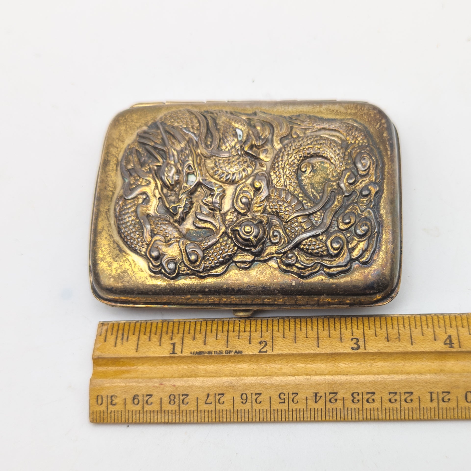 Antique Japanese Embossed Dragon Cigarette Case
