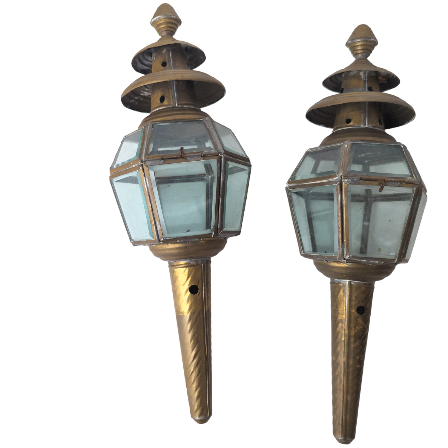 Antique Brass Carriage Lamp Set