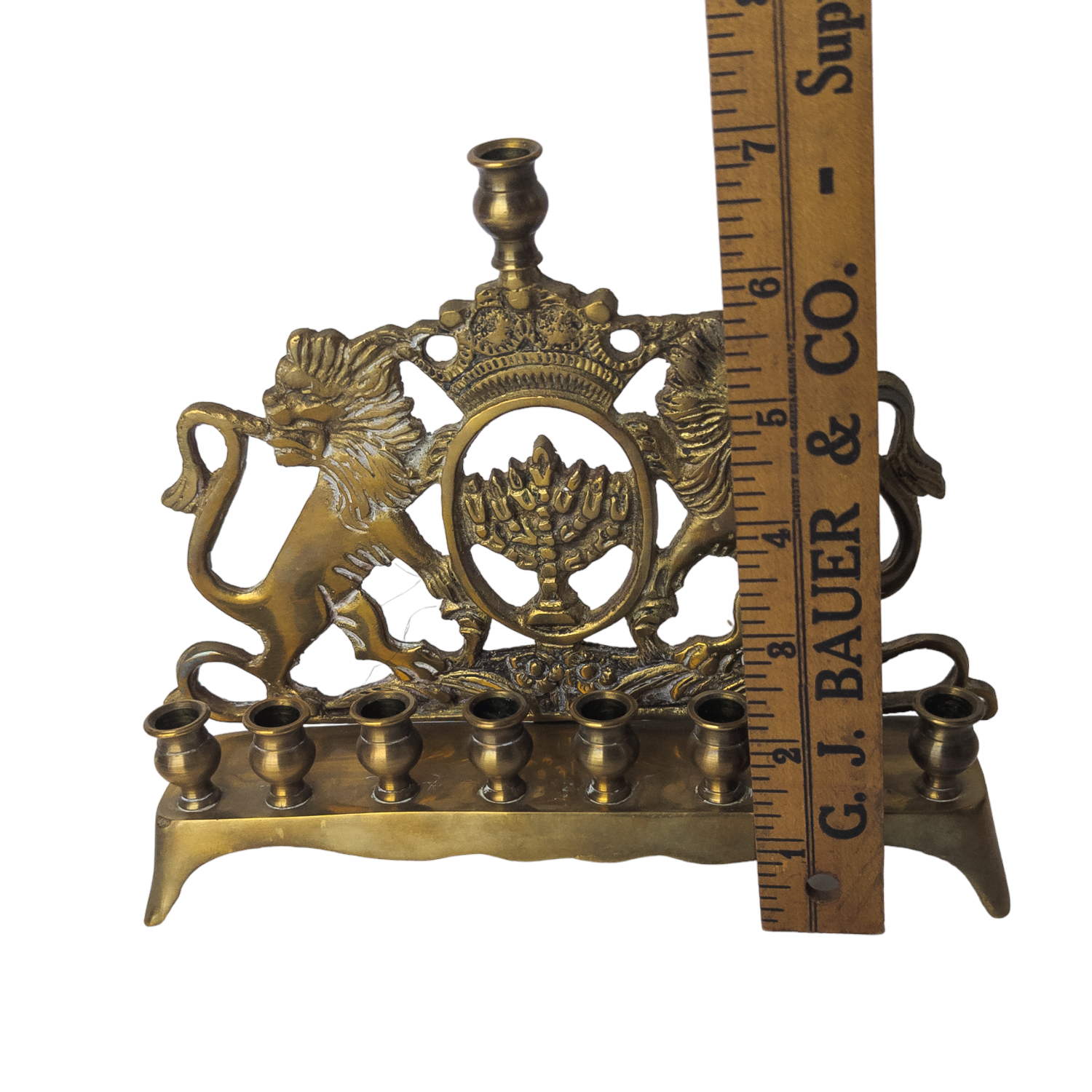 Antique Brass Lions of Judah Menorah