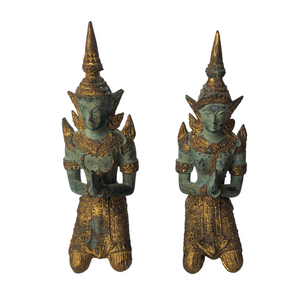 Vintage Bronze Thepanom Thai Guardian Pair