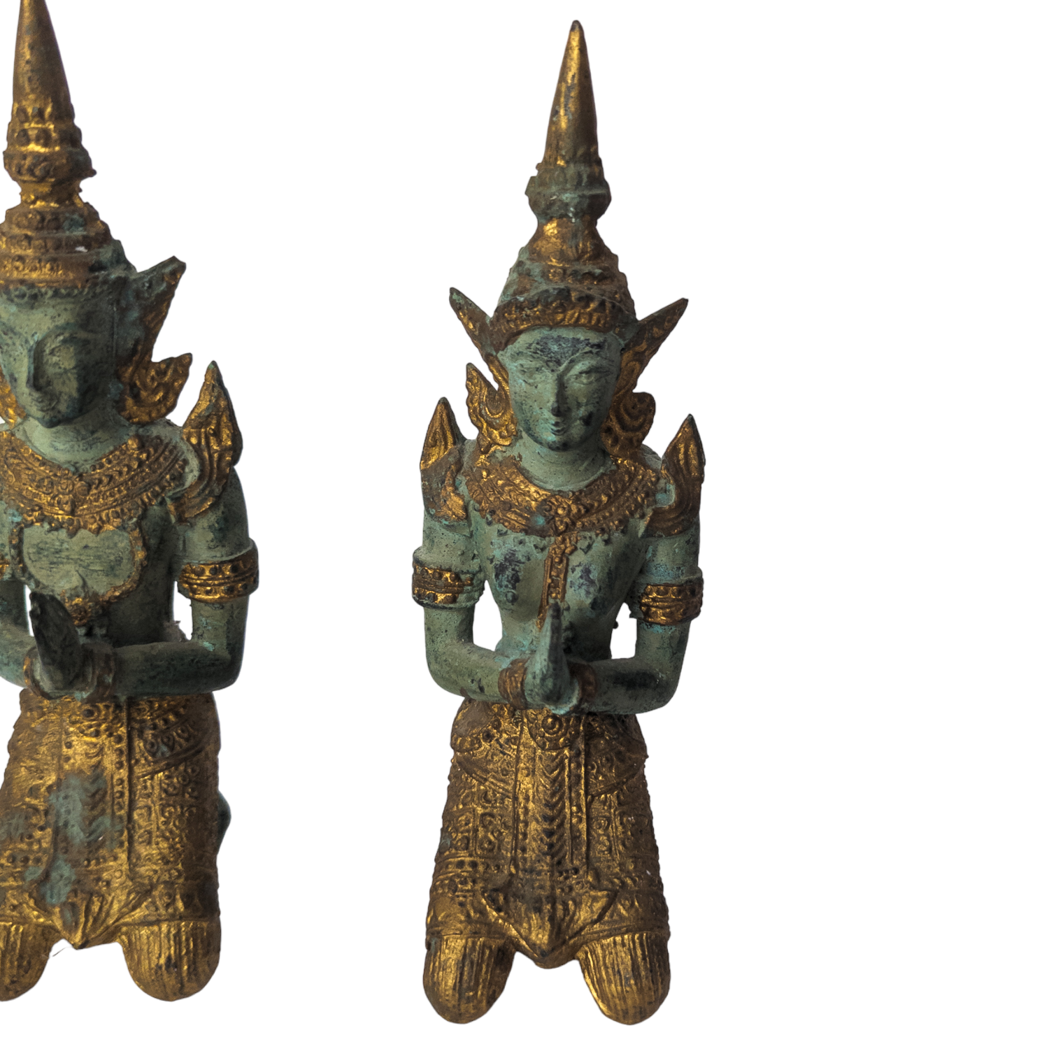 Vintage Bronze Thepanom Thai Guardian Pair