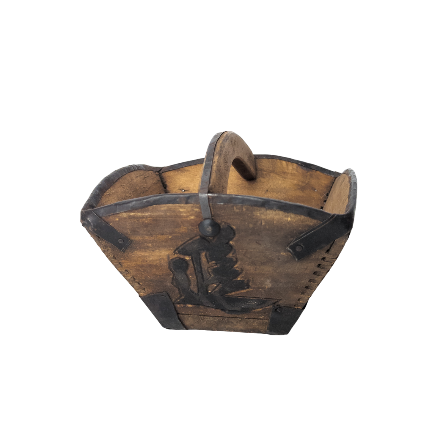 Antique Chinese Wood Rice Bucket