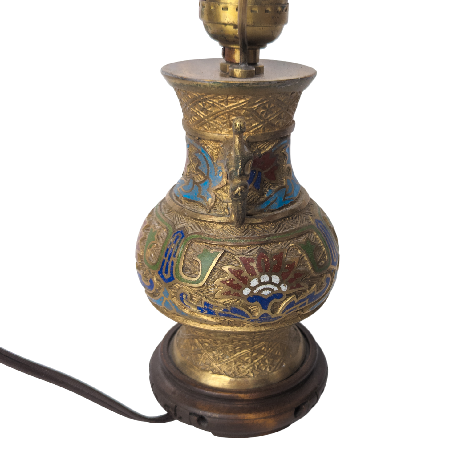 Antique Chinese Champleve Table Lamp