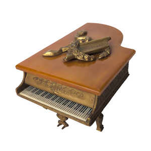 Vintage Piano Music Box With Bakelite Lid