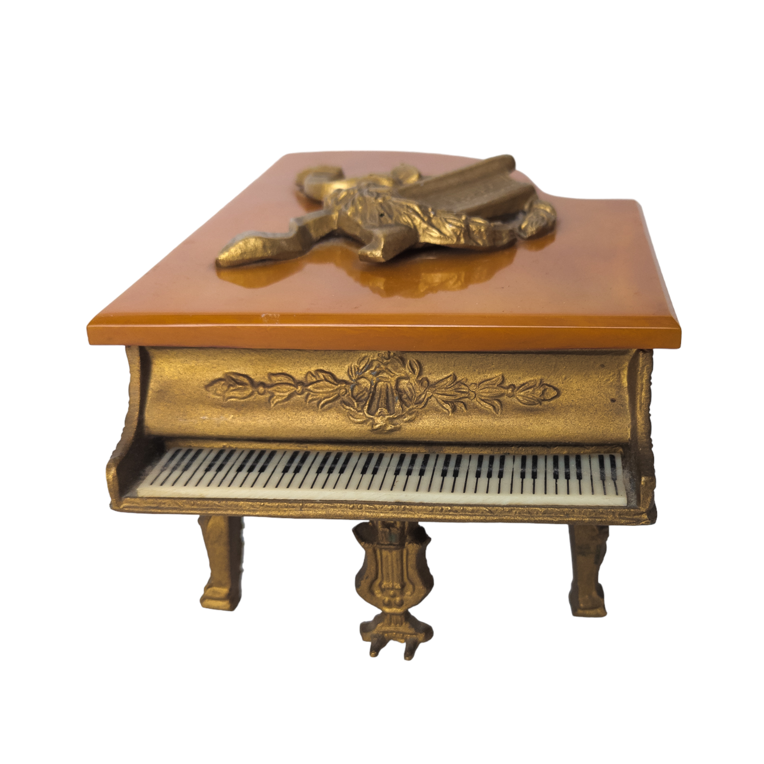 Vintage Piano Music Box With Bakelite Lid