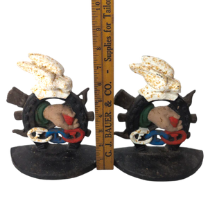 Vintage Cast Iron Odd Fellows FLT Bookend Set