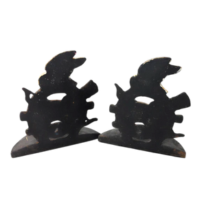 Vintage Cast Iron Odd Fellows FLT Bookend Set