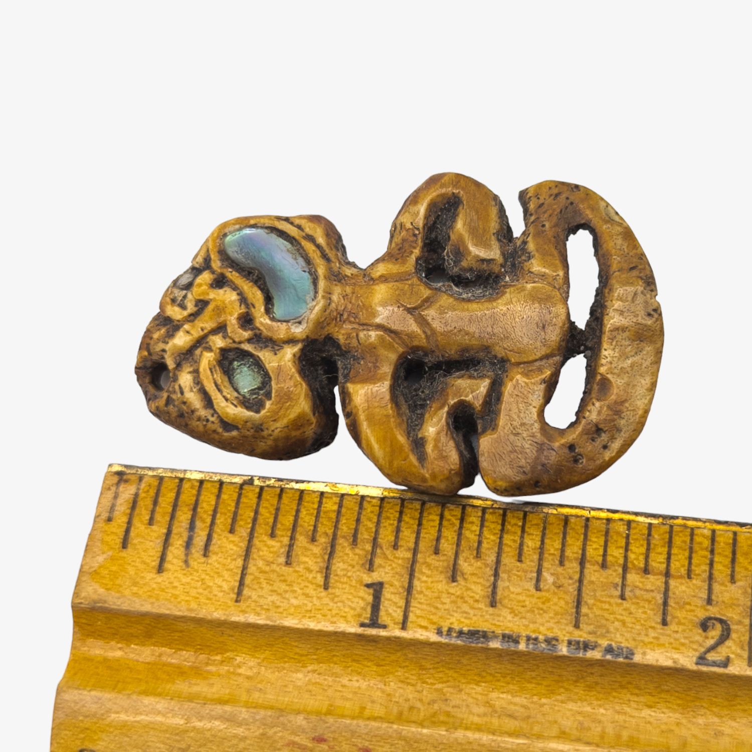 Antique 19th Century Maori Carved Bone Hei-Tiki Amulet