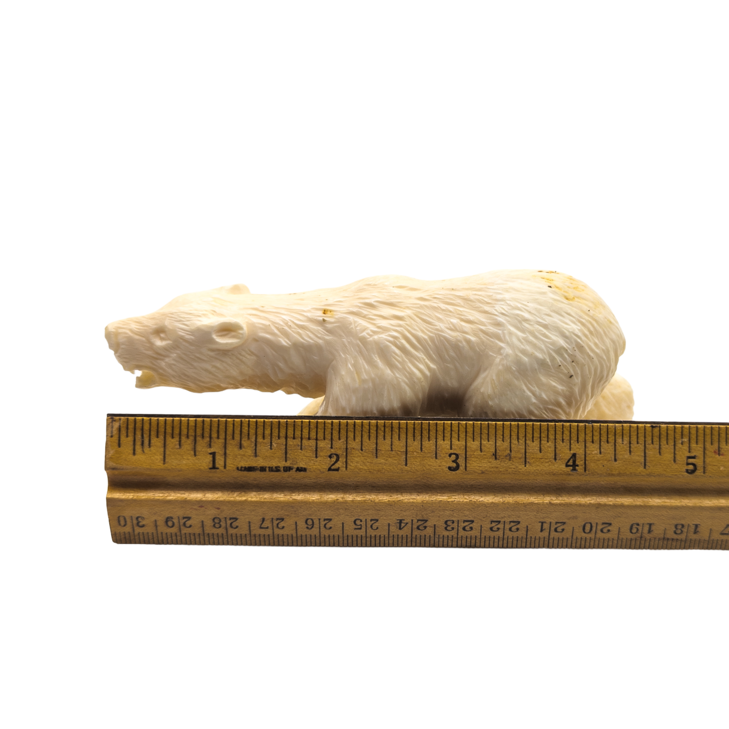 Vintage Native Carved Walrus Tusk Polar Bear Figurine