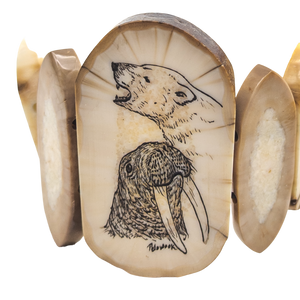 Fossil Walrus Tusk Scrimshaw Bracelet