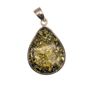Sterling Silver Green Baltic Amber Pendant