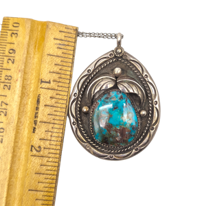 Vintage Sterling Silver Navajo Turquoise Necklace