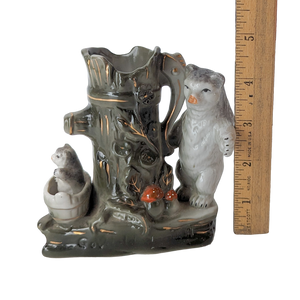 Antique German Porcelain Fairing Bears Spill Vase