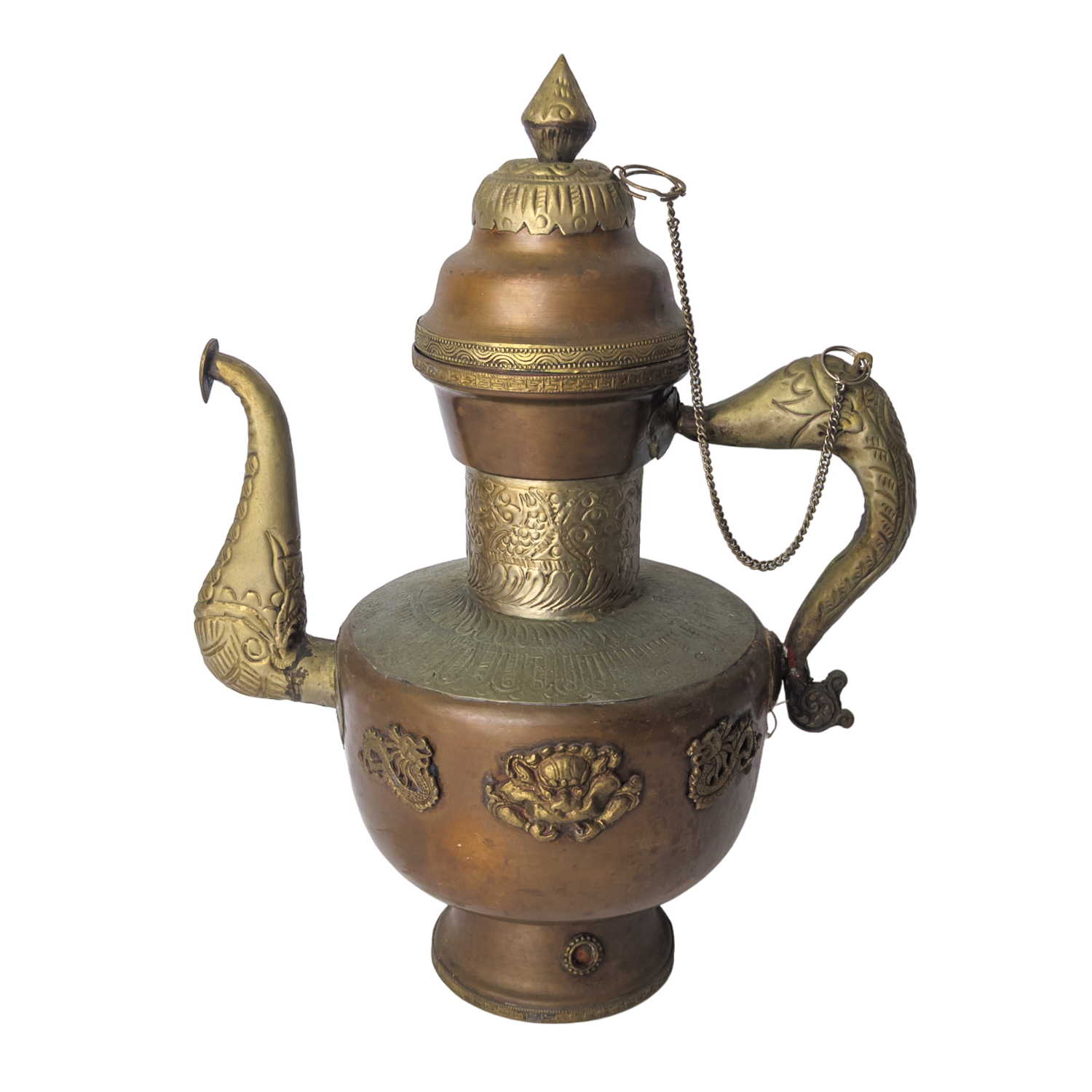 Antique Tibetan Copper Dragon Teapot