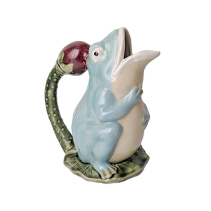 Vintage Majolica Pottery Frog Pitcher