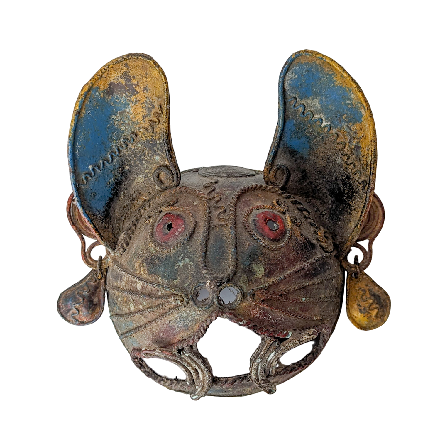 Vintage Handmade Copper Bat Mask from Mexico