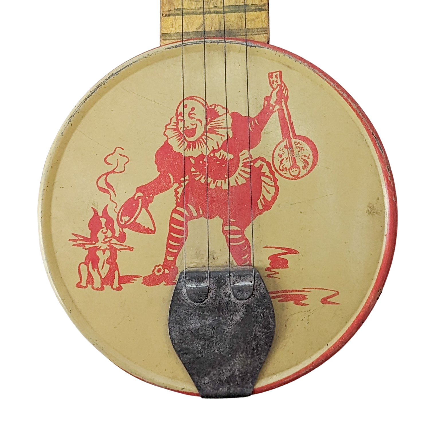 Antique 1920s Tin Litho Clown Banjo